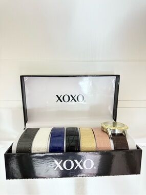 XOXO Mix-and-Match Watch Set with Gold-Tone Case and Assorted Straps